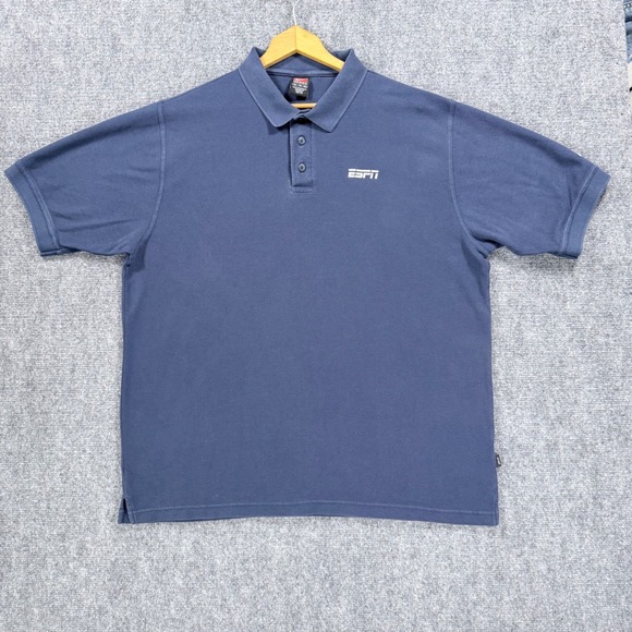 Nike Other - Vintage Nike Team ESPN Polo Shirt Men's XL Blue Embroidered Logo Cotton Blend